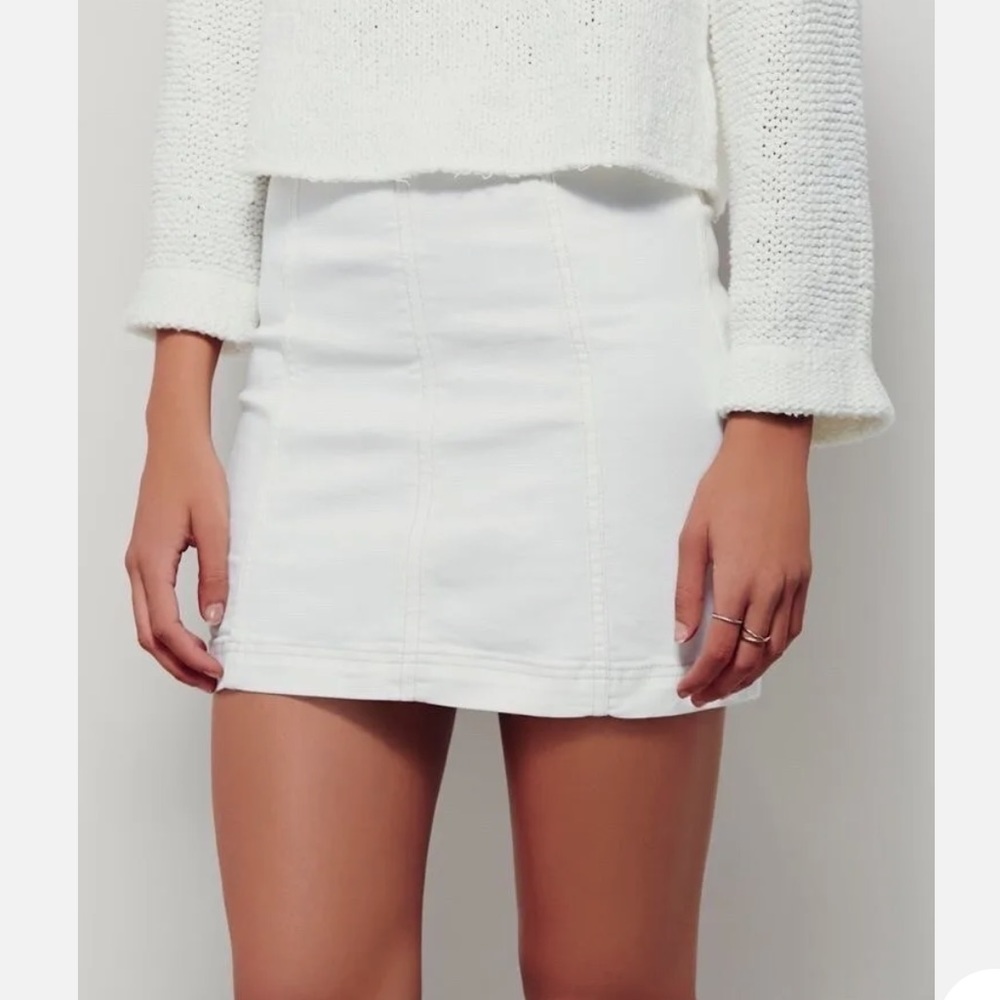 Free People Modern Femme Denim Mini Skirt in white